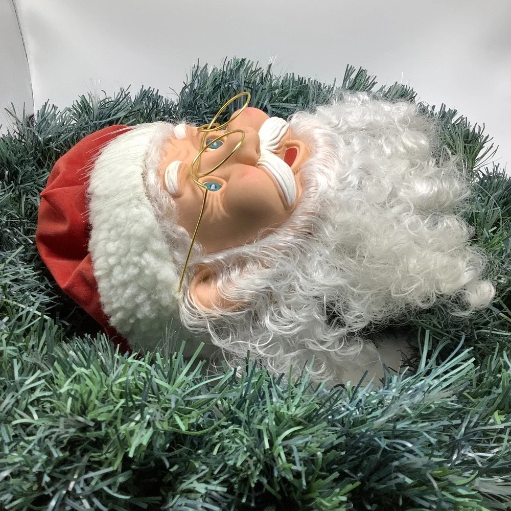 VTG Fiber Optic Christmas Wreath w/‎ Santa Clause Face For Decoration/Parts Only